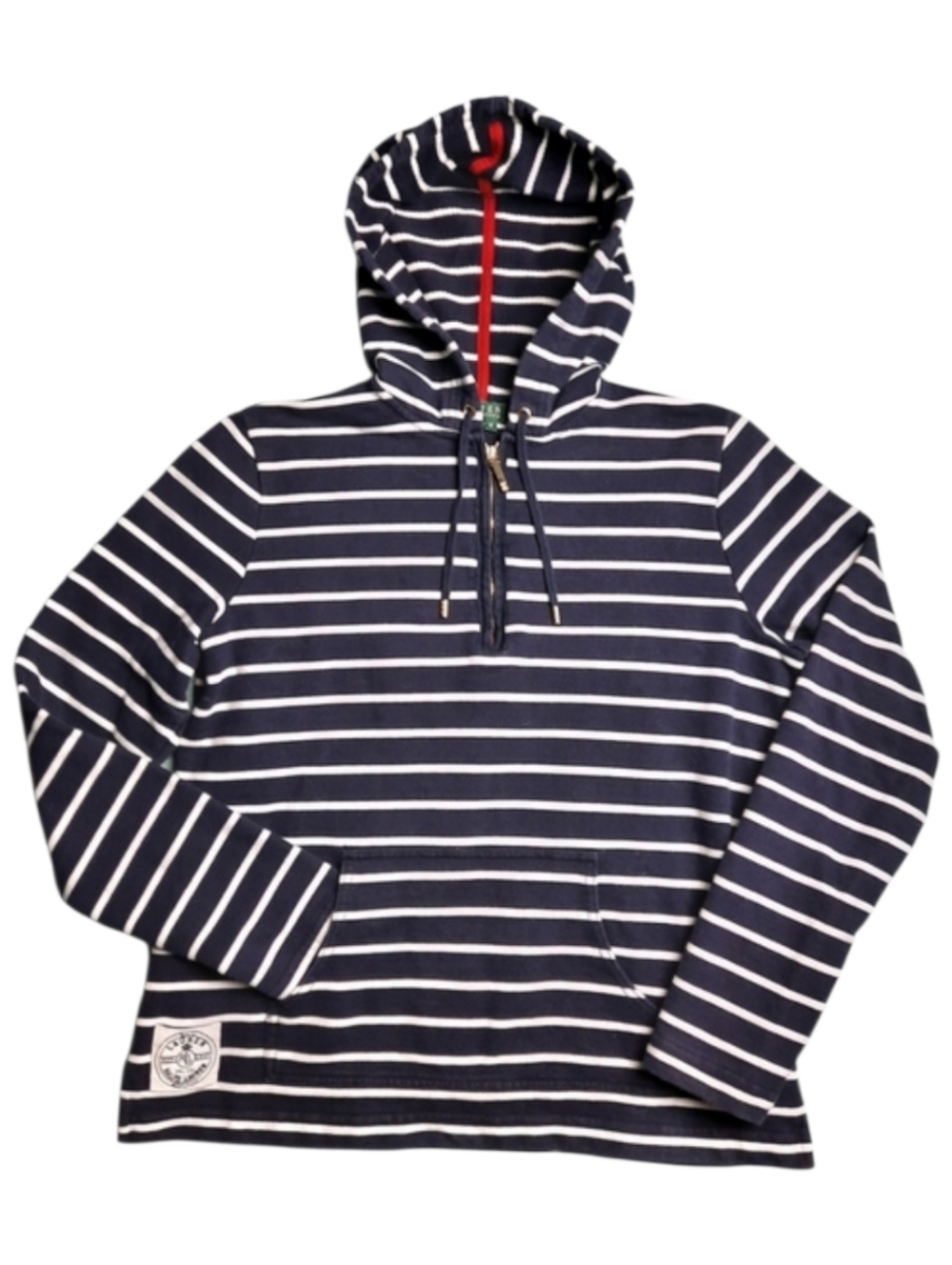 Lauren Ralph Lauren Nautical Navy Stripe 1/4 Zip Hoodie SZ M